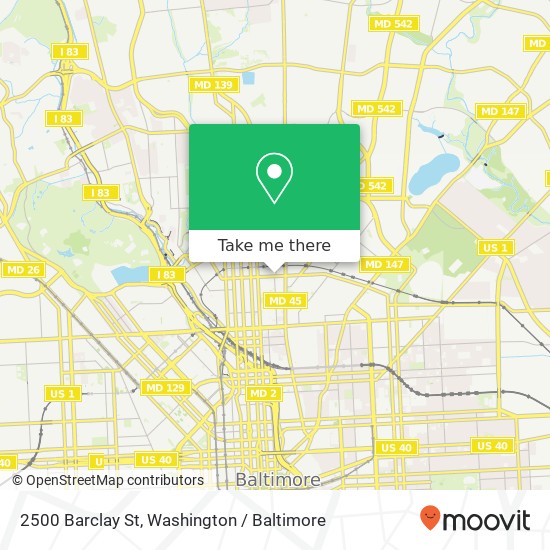 Mapa de 2500 Barclay St, Baltimore, MD 21218