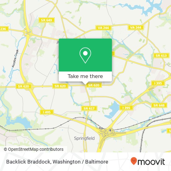 Mapa de Backlick Braddock, Springfield, VA 22151