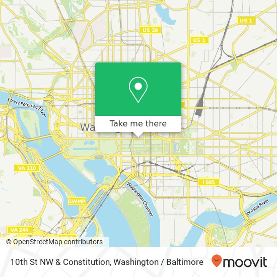 Mapa de 10th St NW & Constitution, Washington, DC 20004