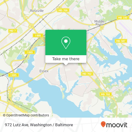 Mapa de 972 Lutz Ave, Essex, MD 21221