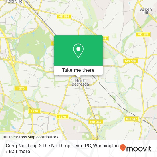 Mapa de Creig Northrup & the Northrup Team PC, 11620 Rockville Pike