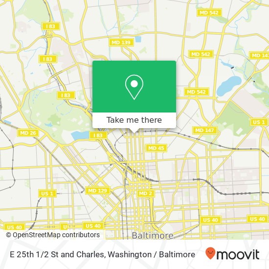 E 25th 1 / 2 St and Charles, Baltimore, MD 21218 map
