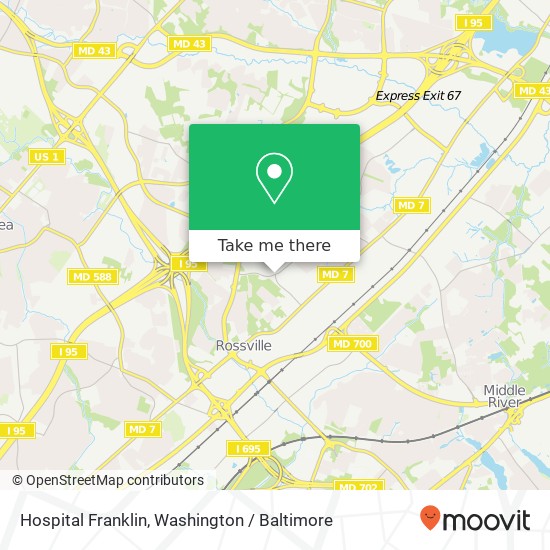 Mapa de Hospital Franklin, Rosedale, MD 21237