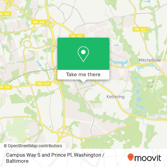Mapa de Campus Way S and Prince Pl, Upper Marlboro, MD 20774