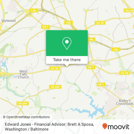 Mapa de Edward Jones - Financial Advisor: Brett A Sposa, 6565 Arlington Blvd