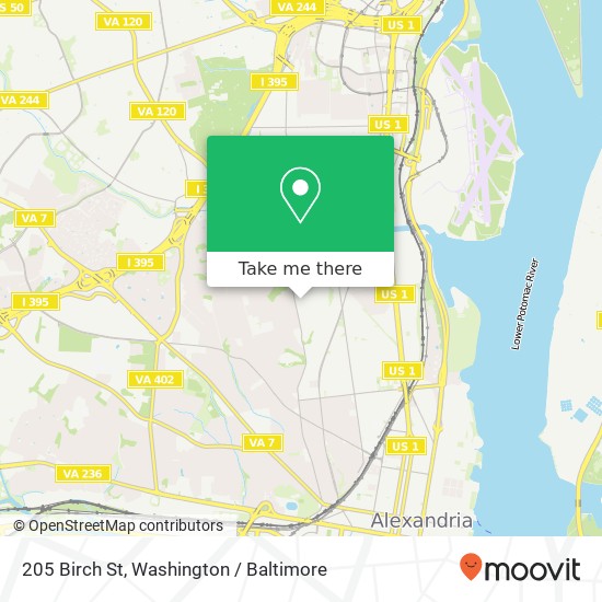 Mapa de 205 Birch St, Alexandria, VA 22305