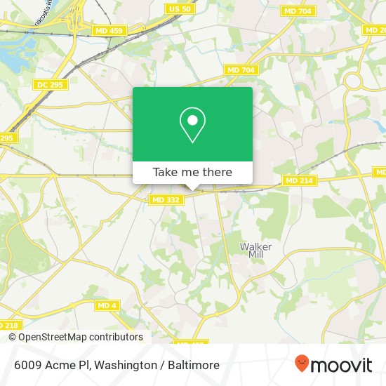 Mapa de 6009 Acme Pl, Capitol Heights (SEAT PLEASANT), MD 20743