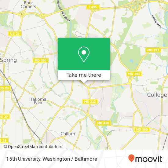 Mapa de 15th University, Hyattsville, MD 20783