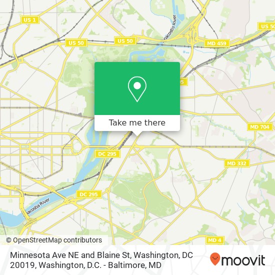 Mapa de Minnesota Ave NE and Blaine St, Washington, DC 20019