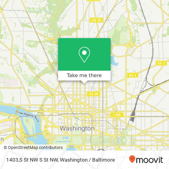 Mapa de 1403,S St NW S St NW, Washington, DC 20009
