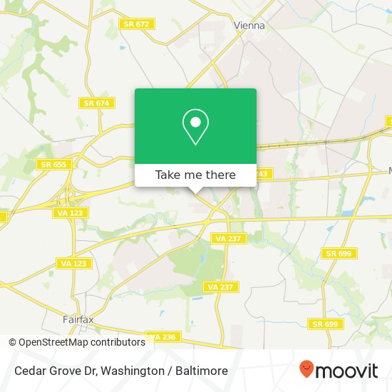 Mapa de Cedar Grove Dr, Fairfax, VA 22031