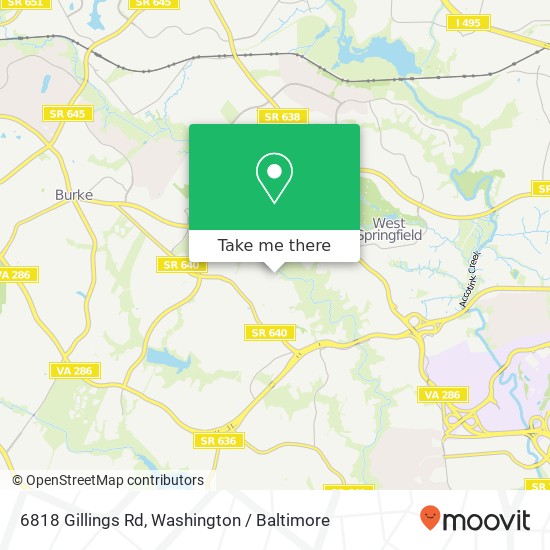 Mapa de 6818 Gillings Rd, Springfield, VA 22152