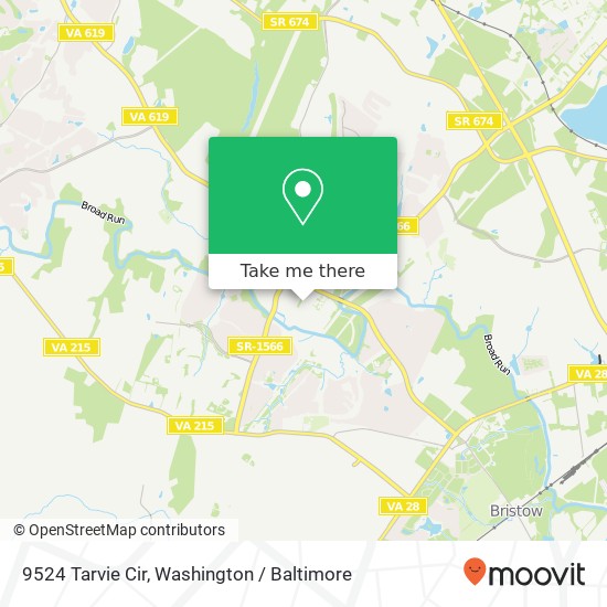 Mapa de 9524 Tarvie Cir, Bristow, VA 20136