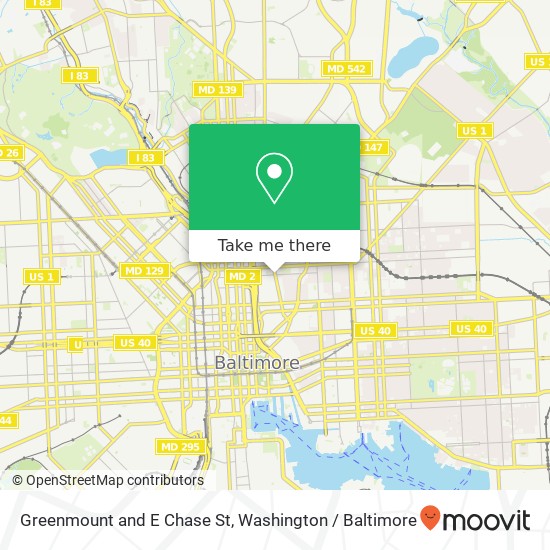 Greenmount and E Chase St, Baltimore, MD 21202 map