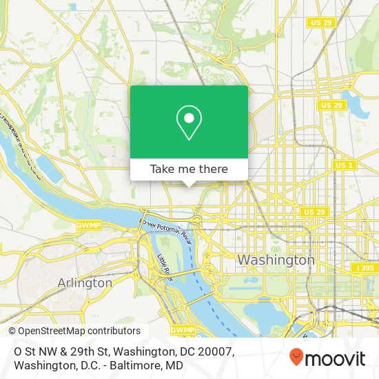 Mapa de O St NW & 29th St, Washington, DC 20007