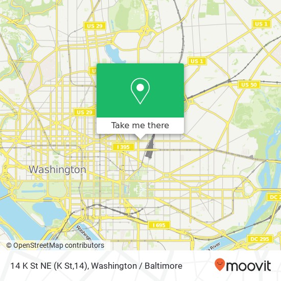 Mapa de 14 K St NE (K St,14), Washington, DC 20002