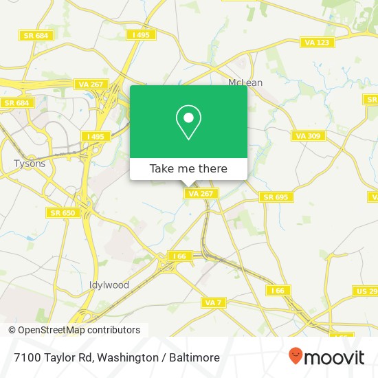 Mapa de 7100 Taylor Rd, Falls Church, VA 22043