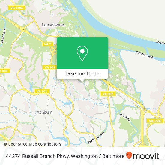 Mapa de 44274 Russell Branch Pkwy, Ashburn, VA 20147
