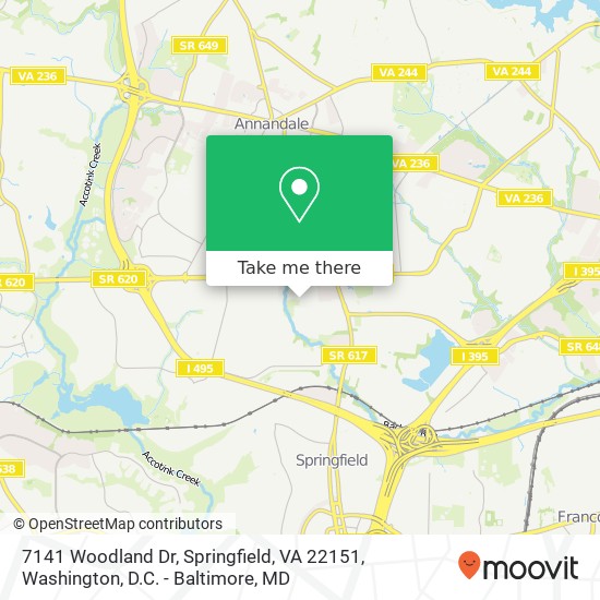 Mapa de 7141 Woodland Dr, Springfield, VA 22151