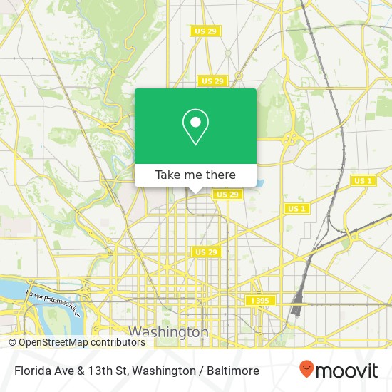 Mapa de Florida Ave & 13th St, Washington, DC 20009