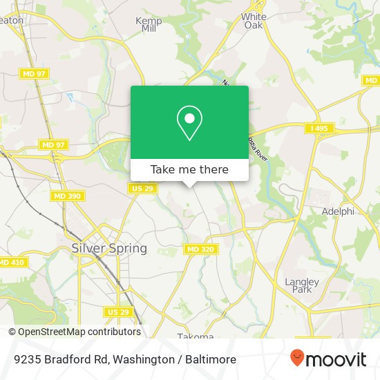 Mapa de 9235 Bradford Rd, Silver Spring, MD 20901