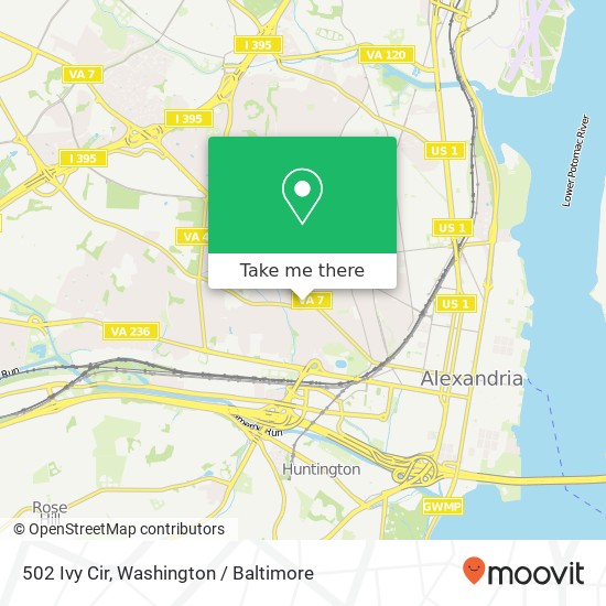 Mapa de 502 Ivy Cir, Alexandria, VA 22302