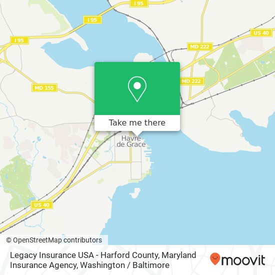 Mapa de Legacy Insurance USA - Harford County, Maryland Insurance Agency, 357 Green St