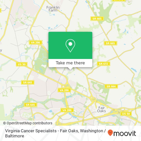 Mapa de Virginia Cancer Specialists - Fair Oaks, 3650 Joseph Siewick Dr