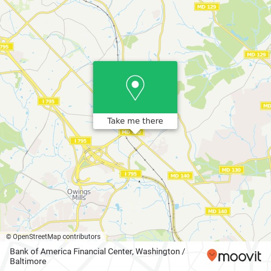 Mapa de Bank of America Financial Center, 10315 Reisterstown Rd