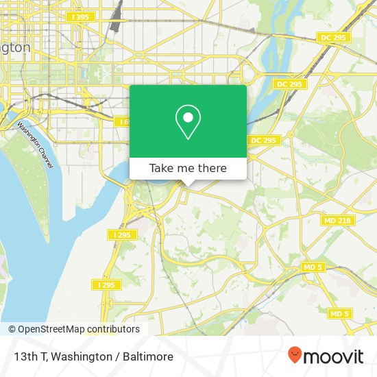 Mapa de 13th T, Washington, DC 20020