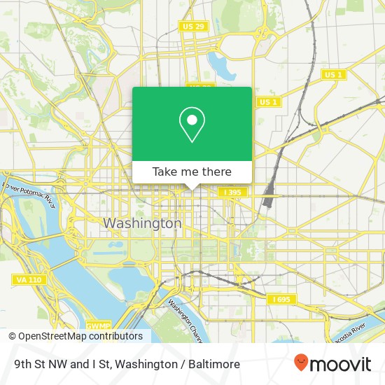 Mapa de 9th St NW and I St, Washington, DC 20001