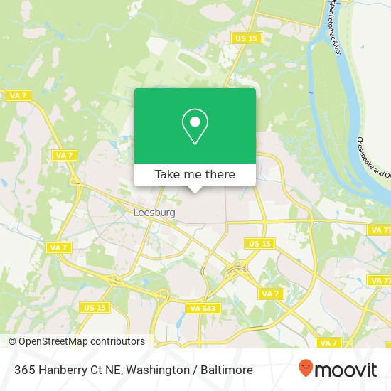 Mapa de 365 Hanberry Ct NE, Leesburg, VA 20176