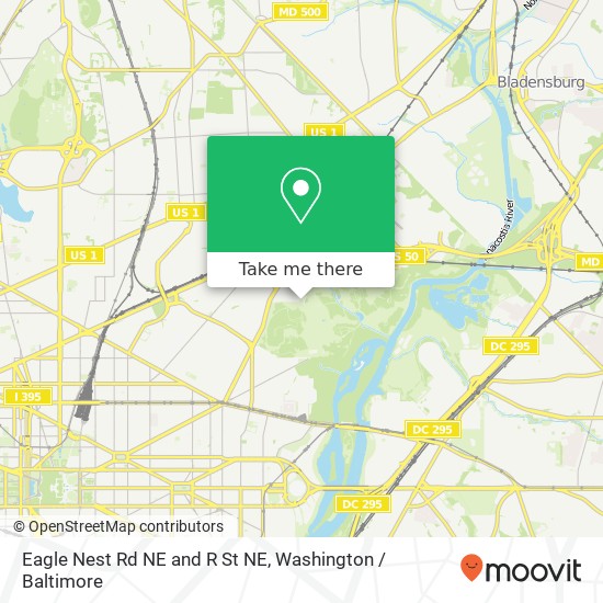 Mapa de Eagle Nest Rd NE and R St NE, Washington, DC 20002