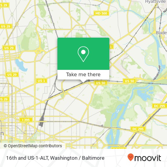 Mapa de 16th and US-1-ALT, Washington, DC 20002