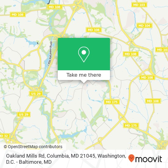 Mapa de Oakland Mills Rd, Columbia, MD 21045