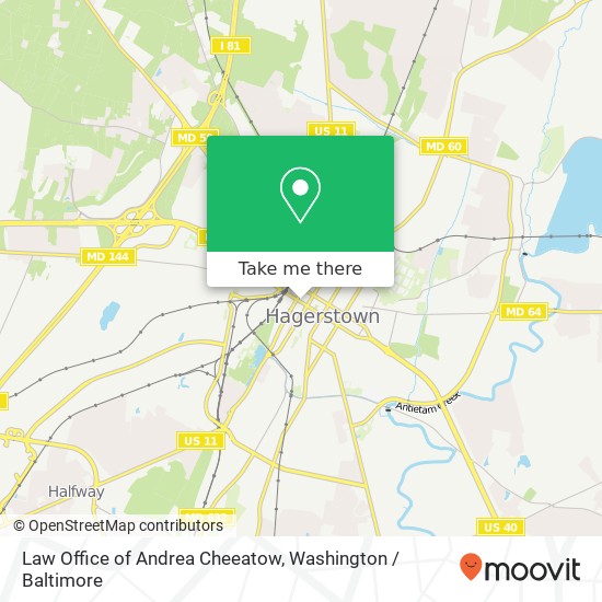 Mapa de Law Office of Andrea Cheeatow, 134 W Washington St