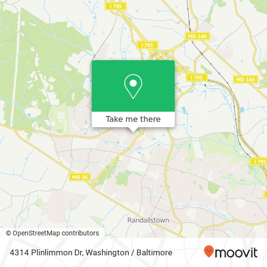 Mapa de 4314 Plinlimmon Dr, Owings Mills, MD 21117