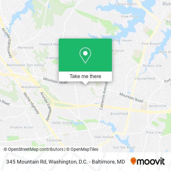 Mapa de 345 Mountain Rd, Pasadena, MD 21122