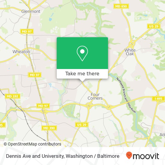 Mapa de Dennis Ave and University, Silver Spring, MD 20901