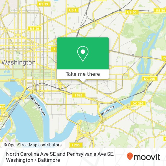 Mapa de North Carolina Ave SE and Pennsylvania Ave SE, Washington, DC 20003