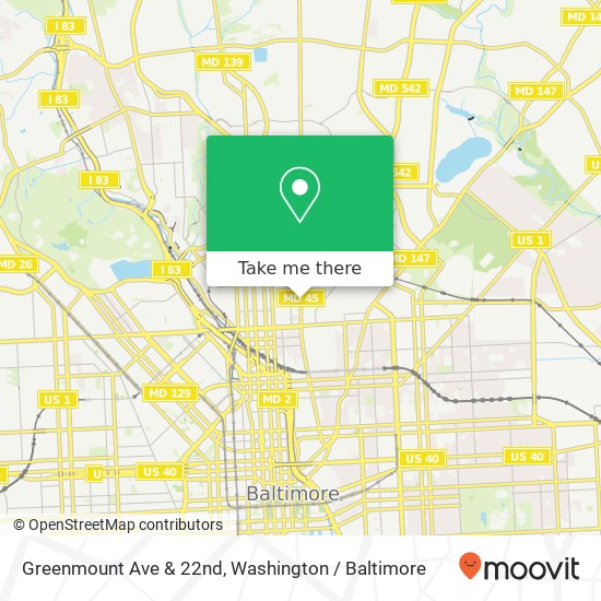 Mapa de Greenmount Ave & 22nd, Baltimore, MD 21218