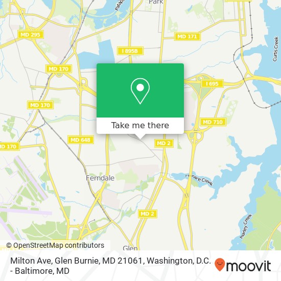 Mapa de Milton Ave, Glen Burnie, MD 21061