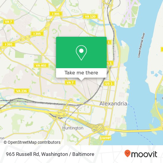 Mapa de 965 Russell Rd, Alexandria, VA 22301