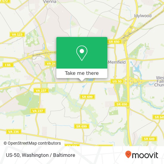 Mapa de US-50, Fairfax, VA 22031