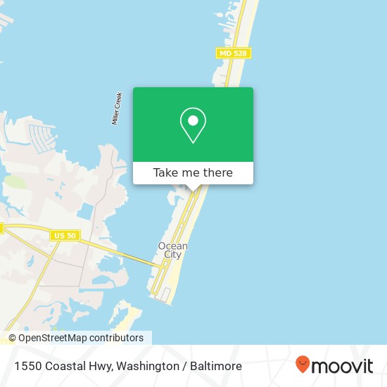 Mapa de 1550 Coastal Hwy, Ocean City, MD 21842