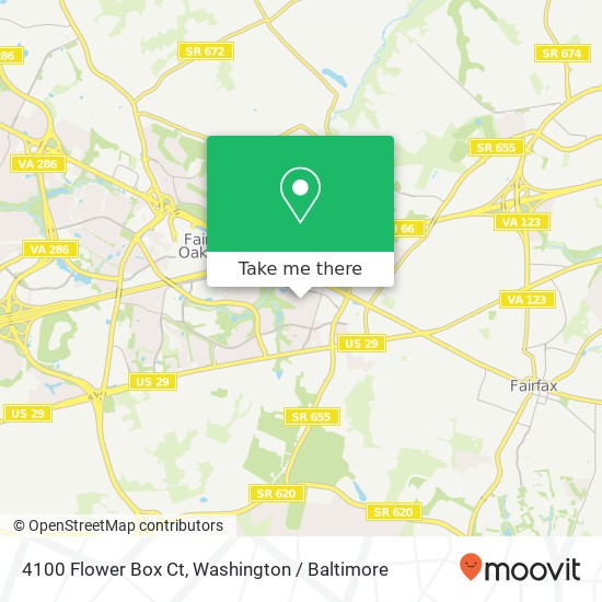 Mapa de 4100 Flower Box Ct, Fairfax, VA 22030