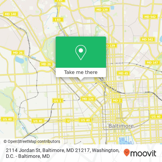 Mapa de 2114 Jordan St, Baltimore, MD 21217