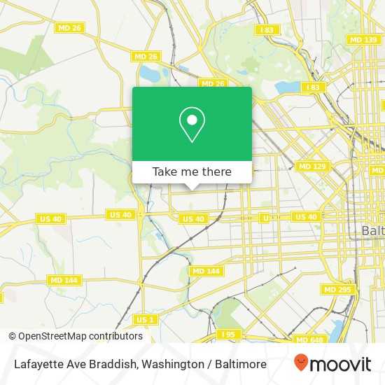 Mapa de Lafayette Ave Braddish, Baltimore, MD 21216