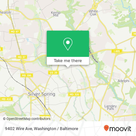 Mapa de 9402 Wire Ave, Silver Spring, MD 20901