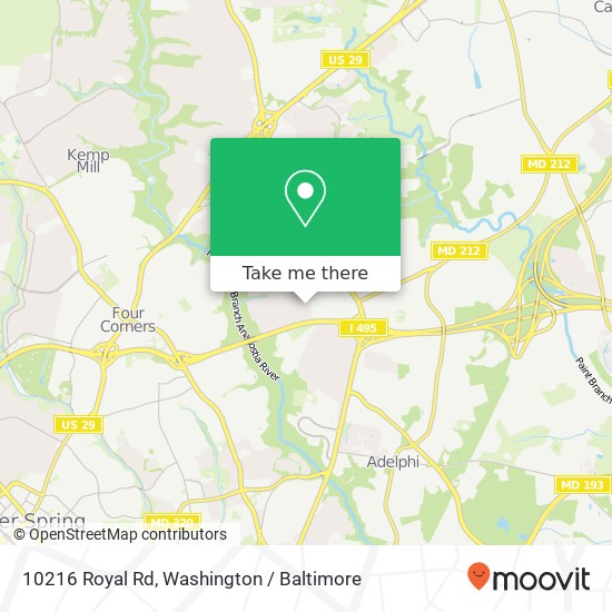 Mapa de 10216 Royal Rd, Silver Spring, MD 20903